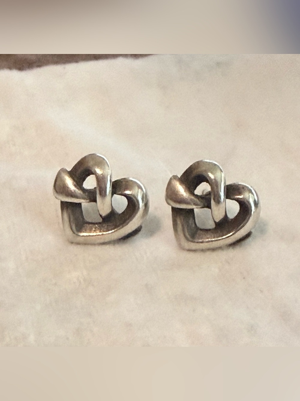 James Avery Sterling Silver Retired Heart Knot Stud Earrings